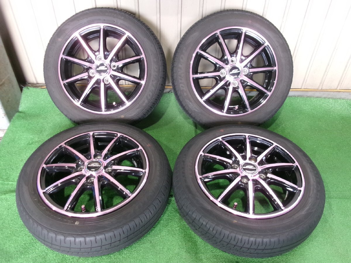 MID シュナイダー RX10-K 14インチアルミホイール 14x4.5J +45 4H PCD100 ブラック/パープル ダンロップ 155/65R14 2024年 Y7.1061拍卖