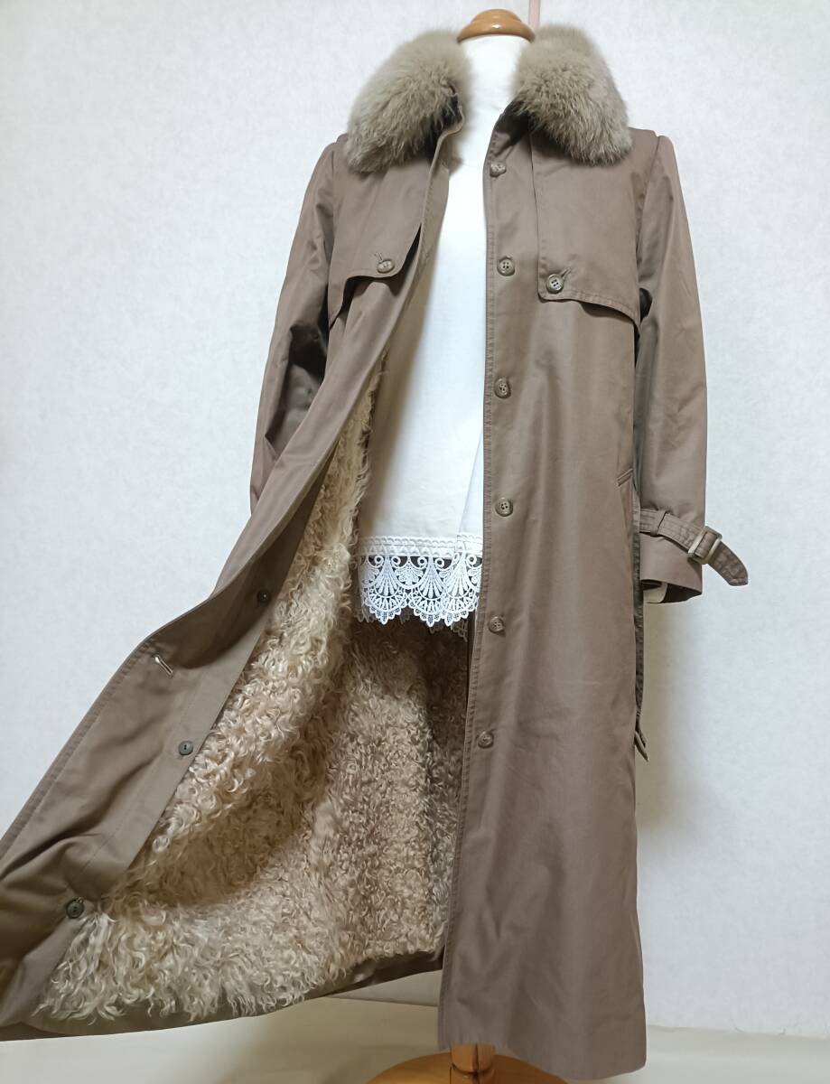 宅急便送料込み 25万円 5 GARDE サンクギャルド ムートン ラムボア ライナー付き ロングコート 羊毛皮 レディース 9号 防寒 8130拍卖