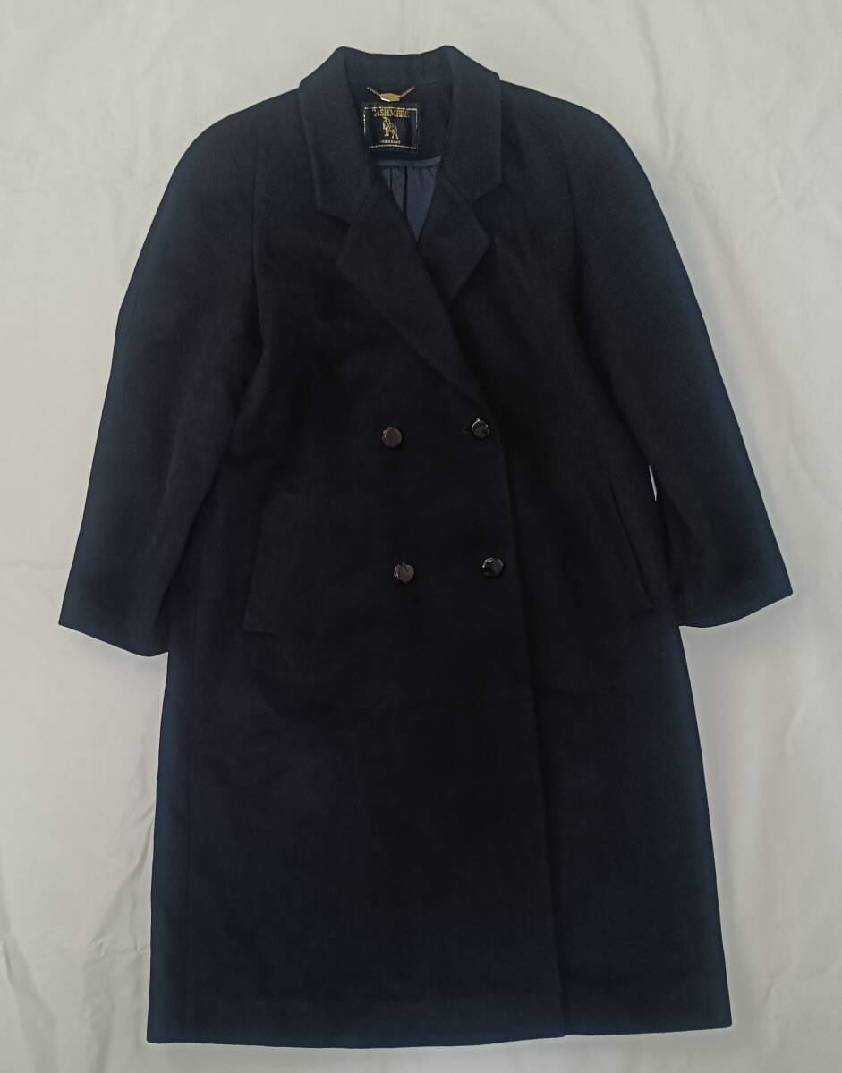 宅急便送料込み City Elegamce カシミヤ 100% ロング コート ダブル チェスター レディース 13 黒ブラック 8057拍卖