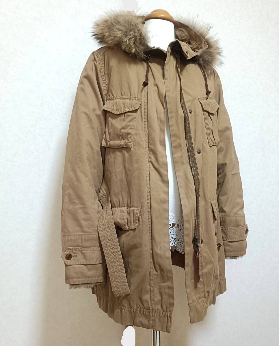 宅急便送料込み NOMBRE IMPAIR ノンブルアンペール ボアライナー付き モッズコート ラビット 毛皮 ラクーンファー 防寒 8091拍卖