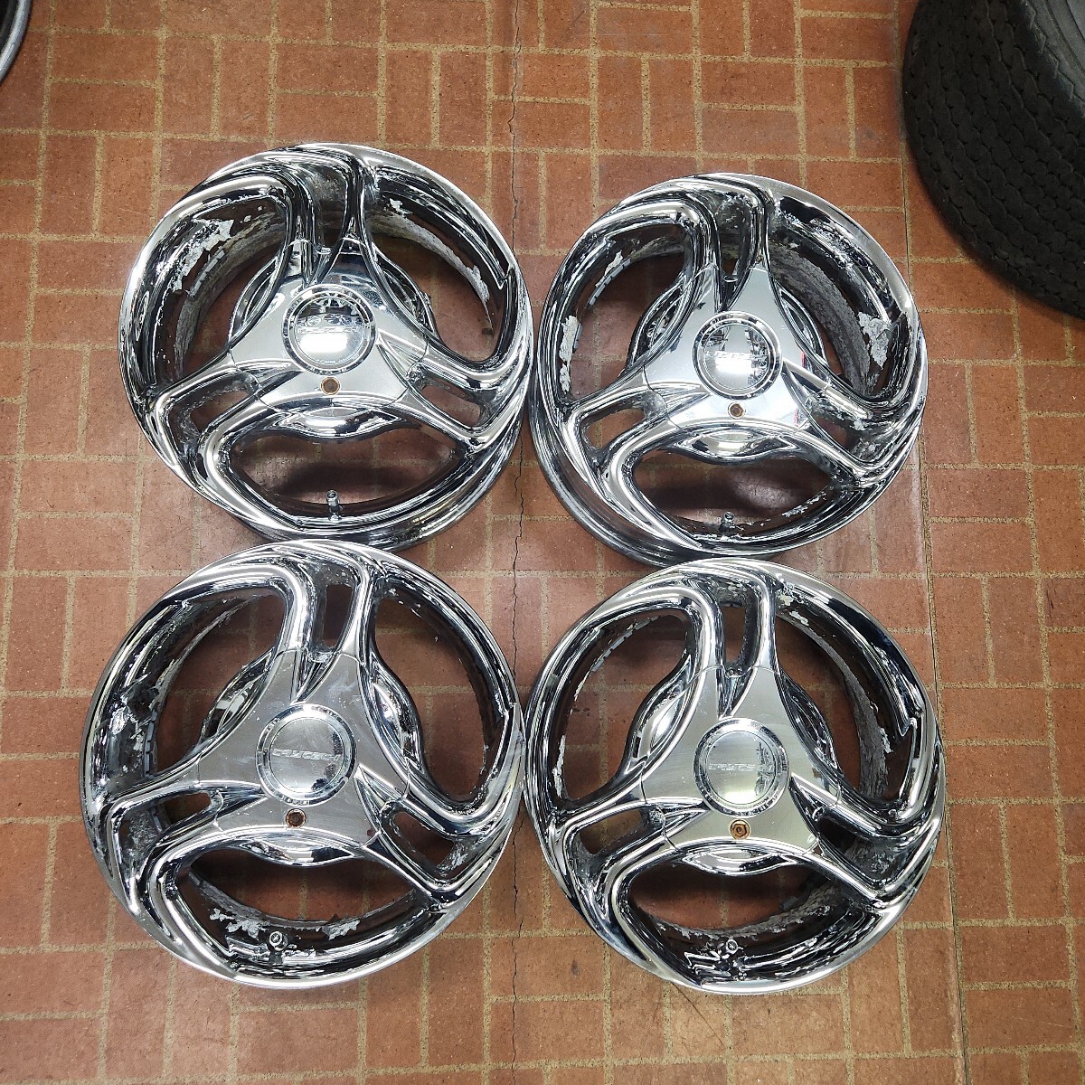 HINODEX CRYCECH メッキ 13インチ 5J+33(実測) 4H-100/110/114.3 マルチ 中古拍卖