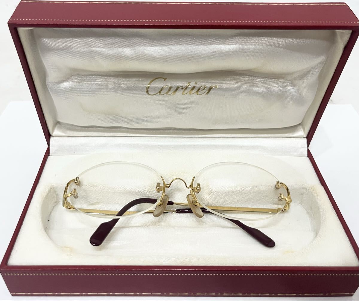 Cartier カルティエ トリニティ 度入り メガネ 眼鏡 めがね メンズ レディース ゴールド系×ボルドー系 ケース付き拍卖