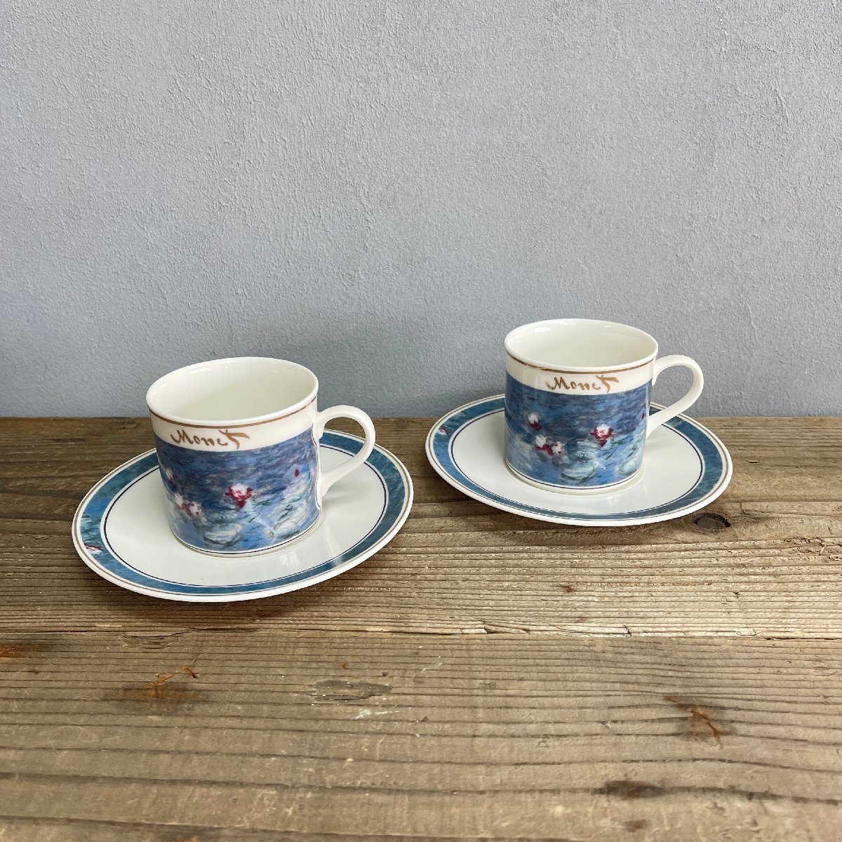新品未使用 NARUMI モネ 絵画デザイン ペア カップ&ソーサー 洋食器 陶器 拍卖