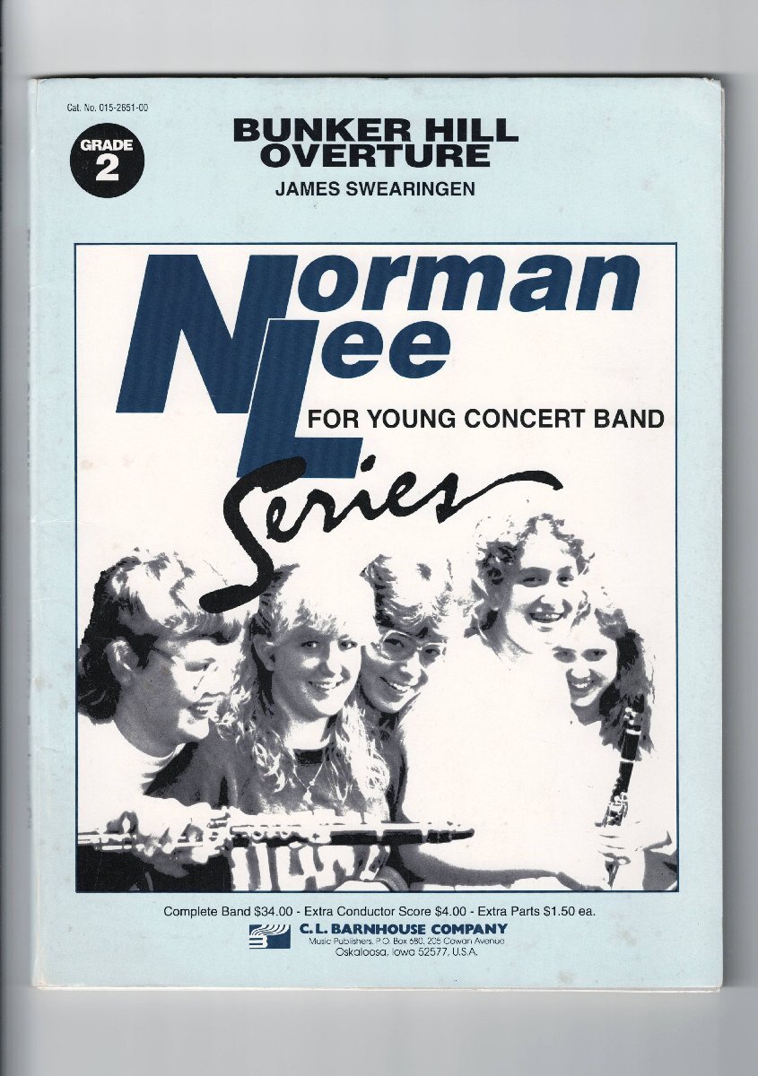 送料無料 吹奏楽楽譜 ジェイムズ・スウェアリンジェン:バンカーヒル序曲 試聴可 スコア・パート譜セット拍卖