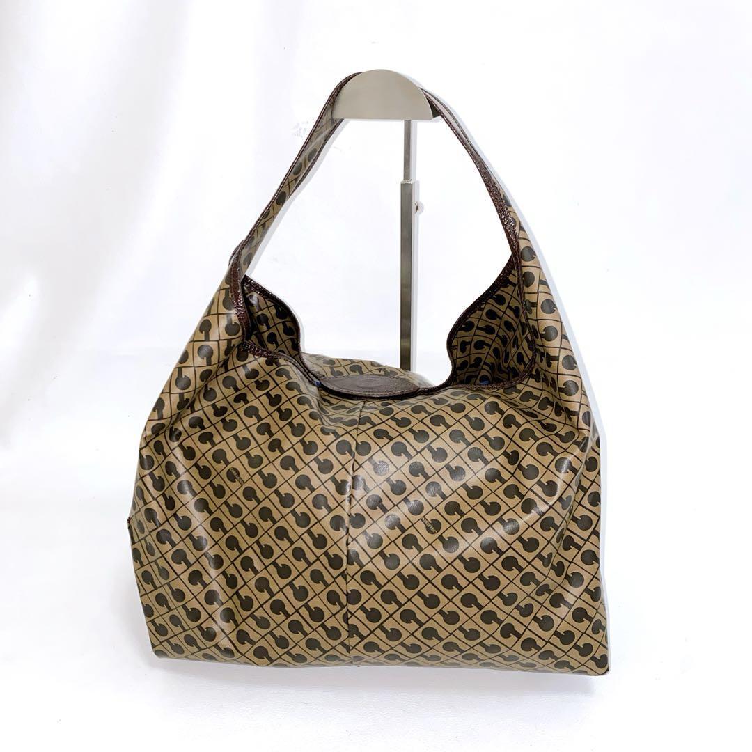 美品 ゲラルディーニ リバーシブル ハンドバッグ ナイロン ブラウン拍卖