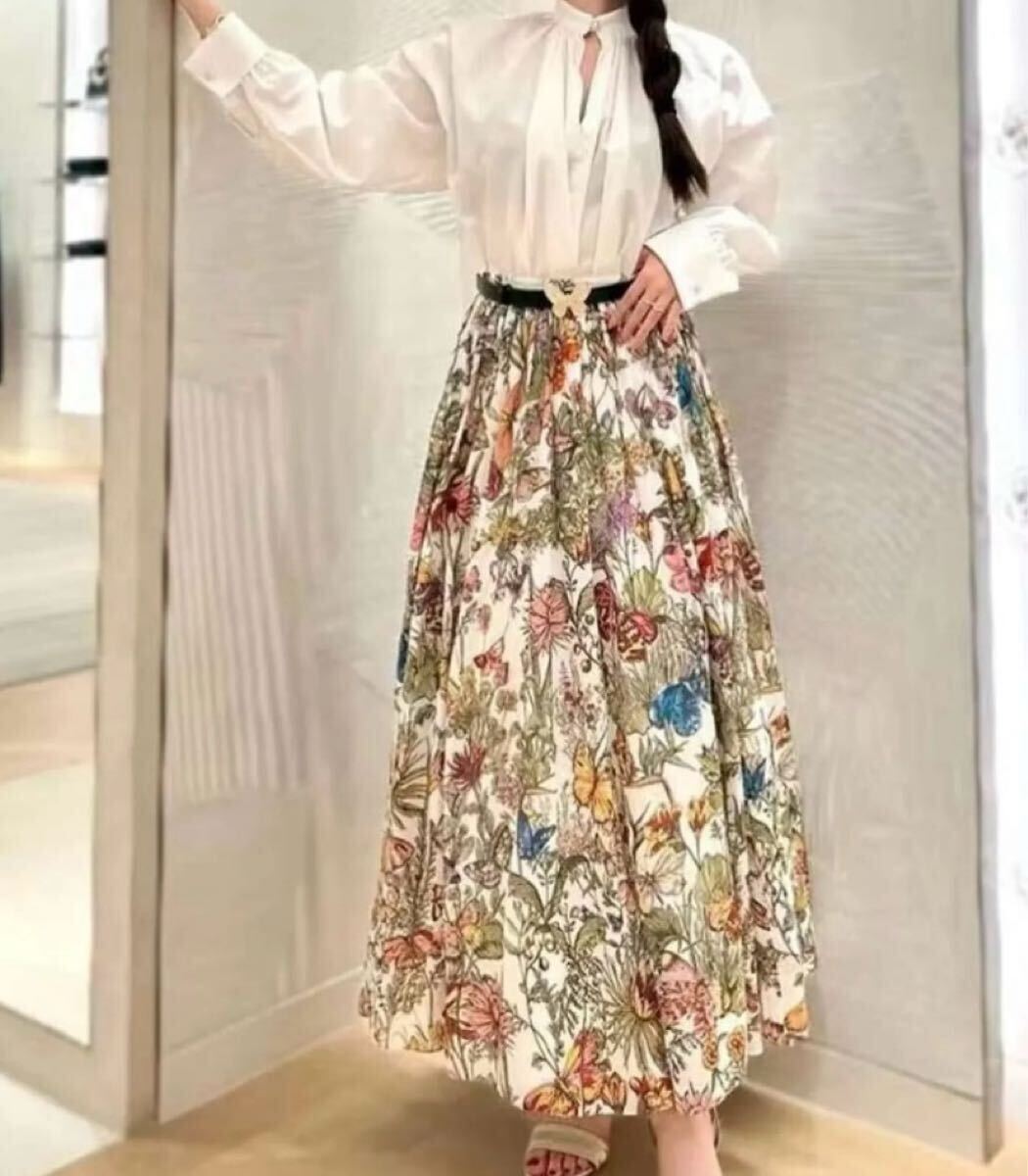 2024 DIOR クリスチャン ディオール フレア ミディスカート メキシコミルフィオリ F36 美品拍卖