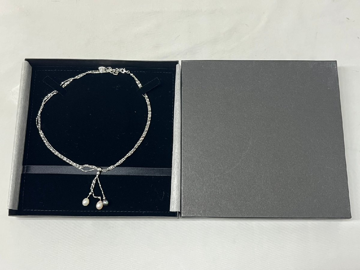 AZ②♪パールネックレス 真珠 925刻印あり 重さ:約9.55g パールサイズ:7.1㎜×8.5㎜/7.1㎜×8.4㎜/7.2㎜×9.4㎜ アクセサリー 保存箱付き♪拍卖