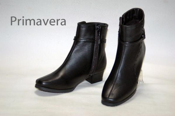 ◆Primavera 3.5cm ローヒール◆本革ショートブーツ #100 黒 22.0cm EEE◆新品◆拍卖