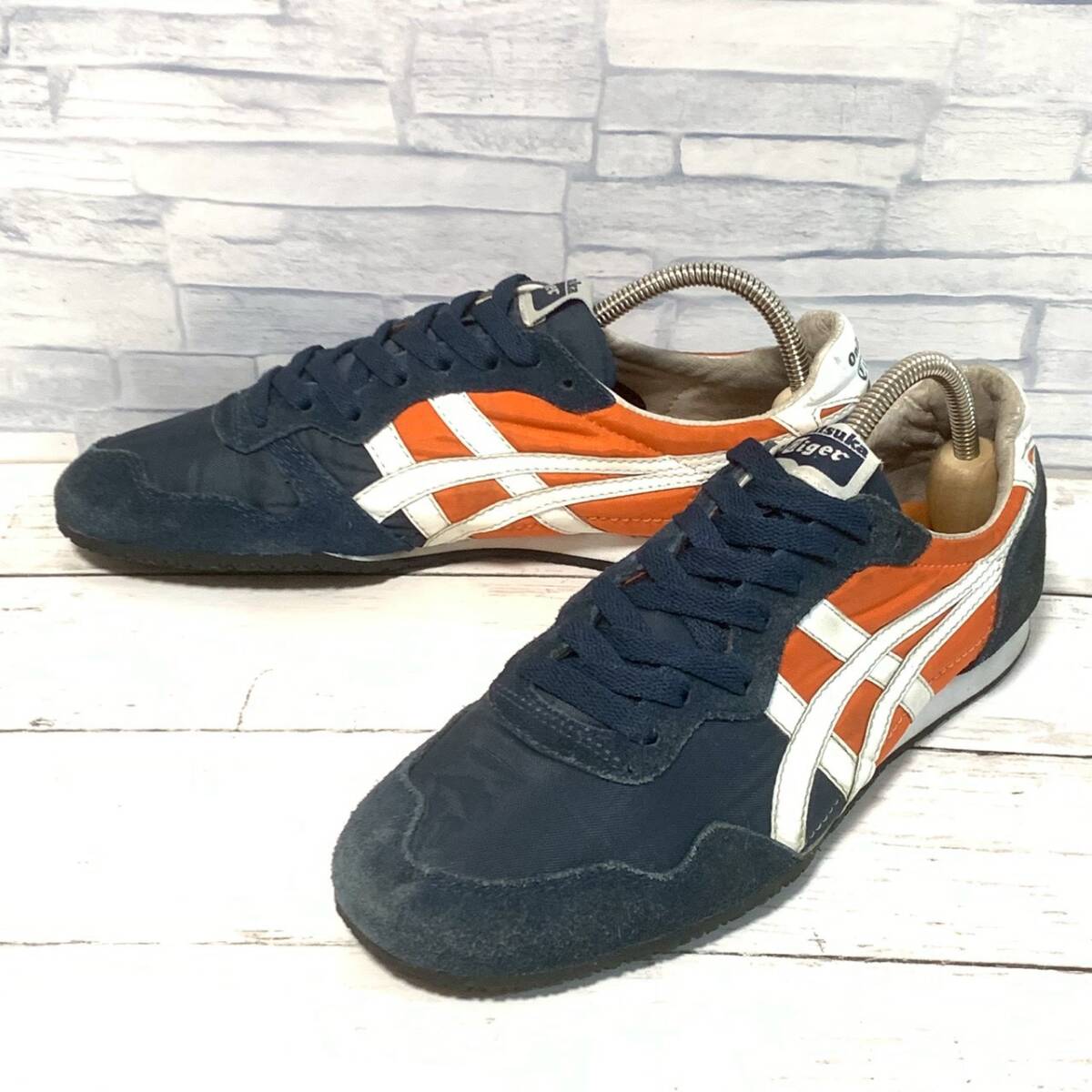 R9575bA Onitsuka Tiger オニツカタイガー 25.5cm アシックス スニーカー レトロデザイン シューズ メンズ ネイビー拍卖