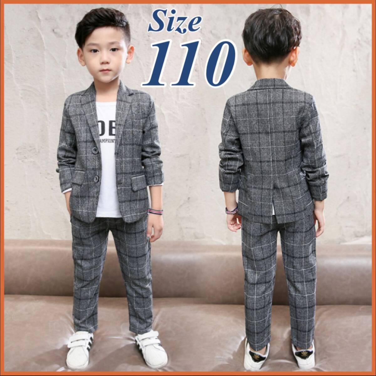 男の子 フォーマル スーツ キッズ ジャケット パンツ 110 チェック 子供服拍卖
