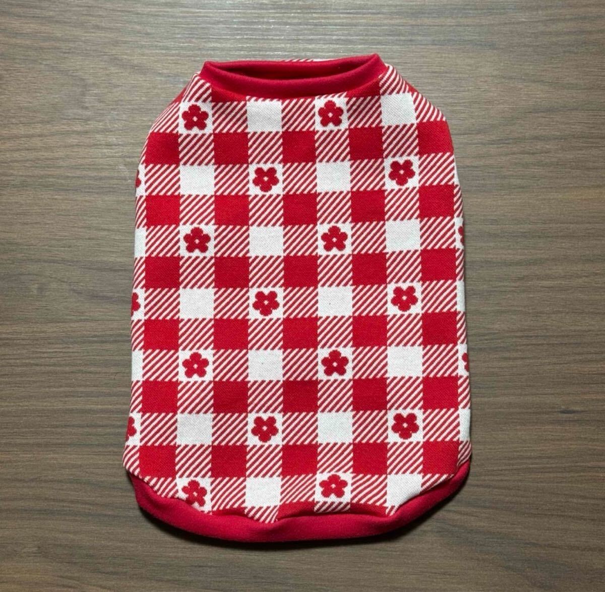 花柄 ブロックチェック タンクトップ Sサイズ 犬服 ハンドメイド拍卖