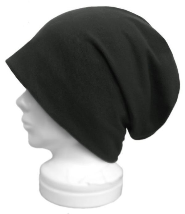 ◇送料無料◇ ハンドメイド◆ルーズワッチキャップ◆鹿の子織コットンニット/ブラック ◇ゆったりサイズ・小顔効果・オールシーズン◇拍卖