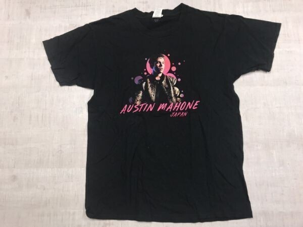 AUSTIN MAHONE オースティン・マホーン JAPAN TOUR アーティスト グッズ ライブ ロックT バンドT 半袖Tシャツ カットソー メンズ L 黒拍卖