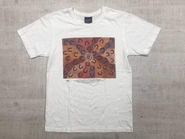Yijan australia アボリジナル アボリジニ アート プリント オールド レトロ サーフ オーストラリア 半袖Tシャツ メンズ ビックプリント 白拍卖