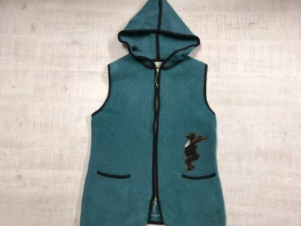 piccola conte by TGM レトロ オールド ロマンチック アップリケ アニマル ベア くま パイピング ベスト パーカー レディース ウール100%拍卖