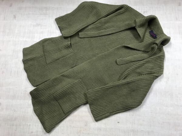 フランス製 CARINE カリーヌ レトロ ユーロ モード ネックストラップ 畦編み ボタンレス ニット カーディガン ジャケット レディース 38拍卖