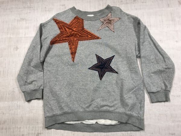 CAST: CARA キャスト コロン 山陽商会 スター星柄サテン・アップリケ レトロ モード スウェット トップス トレーナー レディース M グレー拍卖