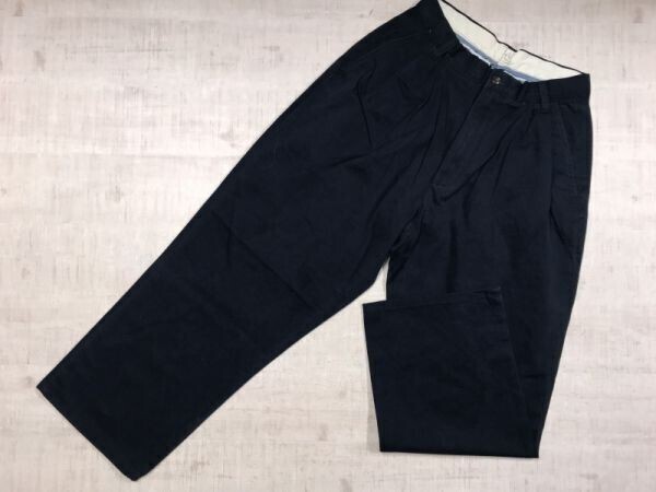 ポロ ラルフローレン Polo Ralph Lauren トラッド ワイド テーパード タック チノ トラウザーズ パンツ ボトムス メンズ コットン100% 紺拍卖