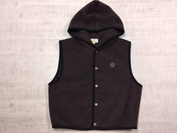 トラサルディ TRUSSARDI オールド レトロ トラッド 古着 中綿キルティング フリース パーカー ベスト レディース 前後異素材 M 紫拍卖