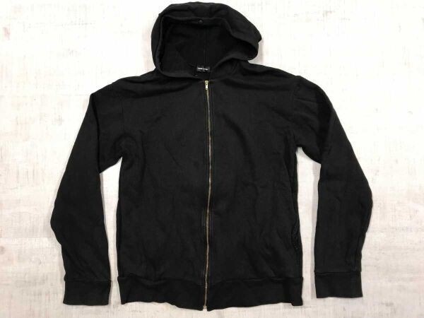 COMME CA ISN コムサイズム 00s ドメスティック モード 金刺繍 ジップアップ スウェット パーカー カラフルジップ レディース 黒拍卖