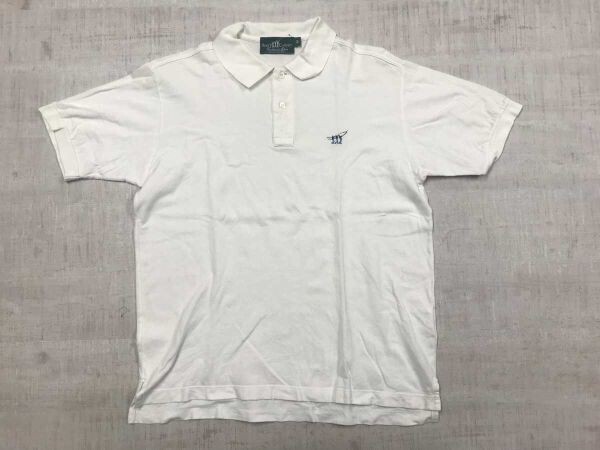 Henry Cotton’s ヘンリーコットンズ トラッド ゴルフ ロゴ刺繍 半袖ポロシャツ メンズ コットン100% 日本製 スペアボタン1個有 M 白拍卖