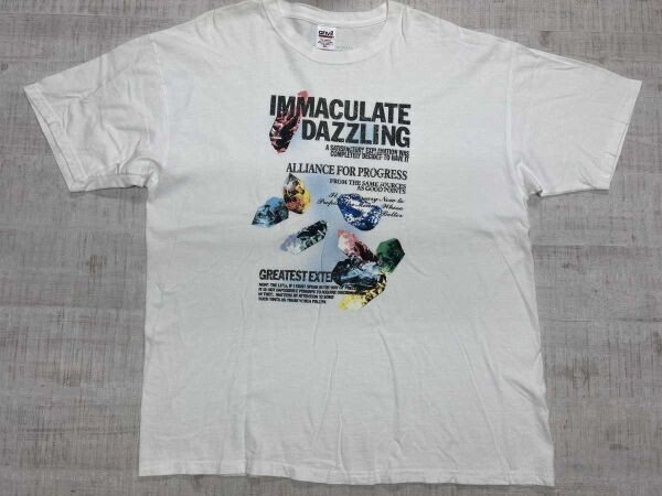 レトロ アメカジ IMMACULATE DAZZLING 宝石 鉱石 英字プリント ビッグシルエット アンビル anvil製 半袖Tシャツ メンズ コットン100% XL 白拍卖