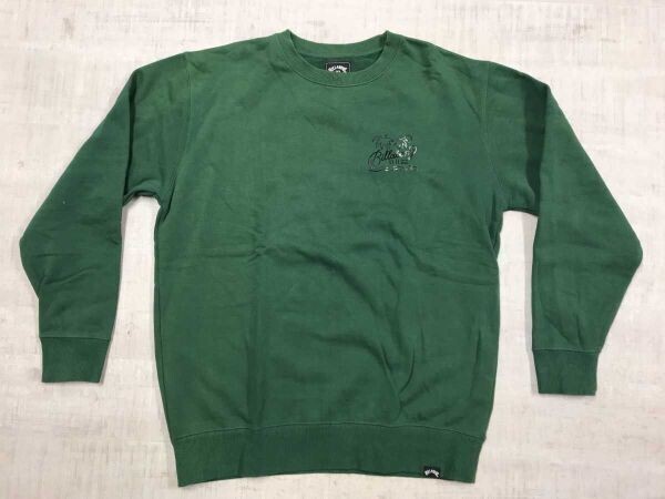 ビラボン BILLABONG サーフ ストリート 長袖 スウェット トレーナー トップス バックプリント メンズ コットン88% ポリエステル12% M 緑拍卖