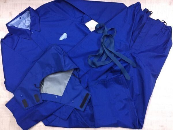 ワーク 作業着 背面反射材 リフレクター 肩紐調節 つなぎパンツ コーチジャケット フード付き 上下セットアップ 3点まとめ メンズ 青拍卖