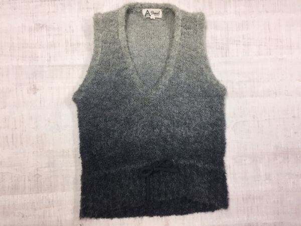 ダニエル Daniel フィレンツェ Firenze レトロ シック グラデーション Vネック ウエストコード ウール ニットベスト レディース グレー拍卖