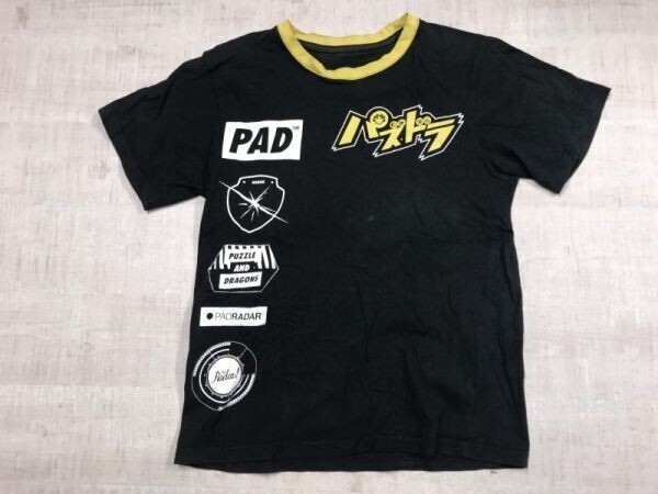 パズドラ PUZZLE AND DRAGON パズル&ドラゴンズ スマホゲーム ガンホー トリムリンガー半袖Tシャツ カットソー メンズ バックプリント有 黒拍卖