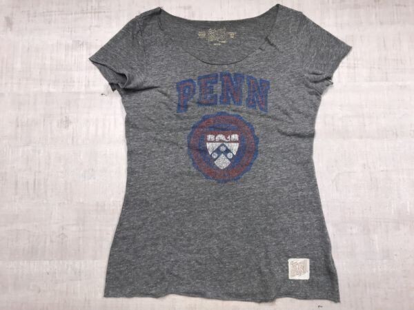 USA製 レトロブランド RETRO BRAND アメカジ カレッジ PENN ペンシルベニア大学 染み込みプリント 半袖Tシャツ レディース 綿混 L 杢グレー拍卖