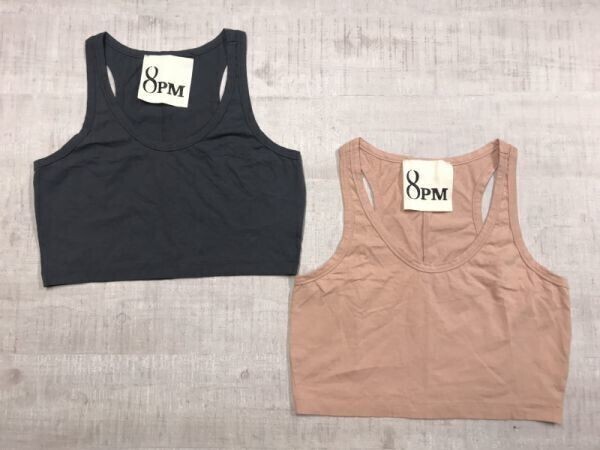 ITALY製 8PM オットピーエンメ レトロ モード クロップド タンクトップ 色違い2点セット レディース コットン100% XS拍卖