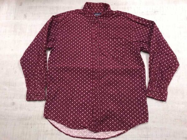 CUBIC MEASURE キュービックメジャー オールド アメカジ レトロ ボタンダウン 小紋柄 総柄プリント 長袖 コーデュロイ シャツ メンズ L 赤拍卖