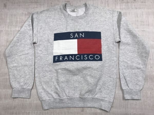 GILDAN ギルダン製 アメカジ ストリート パロディ SAN FRANCISCO サンフランシスコ お土産 スーベニア スウェットトレーナー メンズ グレー拍卖