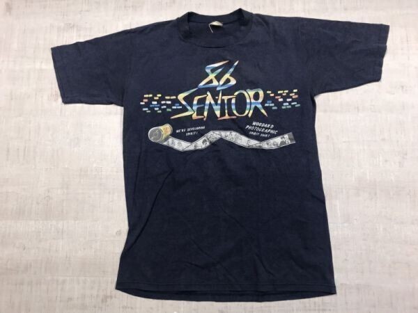 86 SENIOR オールド アメカジ 企業物 Woodard Photographic 90s 80s フィルム レトロ プリント 半袖Tシャツ カットソー メンズ 紺拍卖