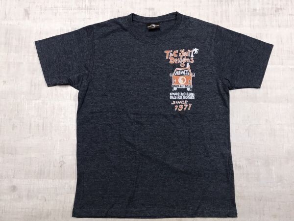 T&C Surf Designs タウン&カントリー Town&Country 平成サーフ 00s アメカジ 半袖プリントTシャツ メンズ M 杢 メランジ 紺拍卖