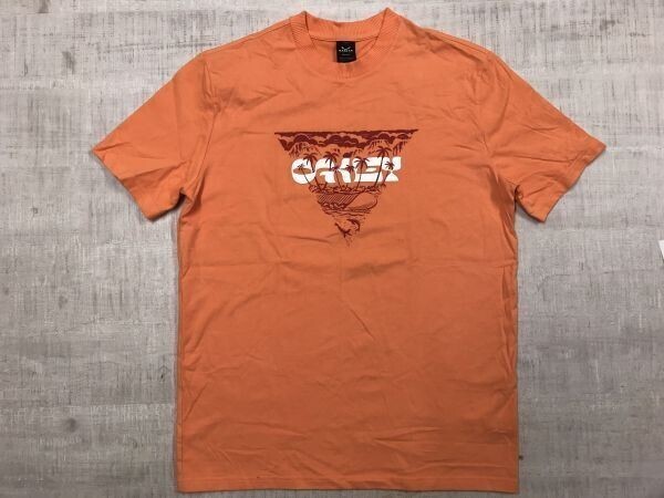 オークリー OAKLEY スポーツ ストリート 古着 ロゴプリント 半袖Tシャツ メンズ コットン100% L オレンジ拍卖