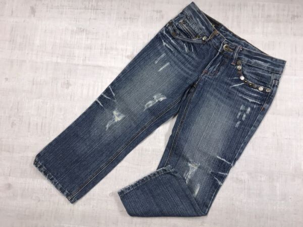 Cuttle Jeans フェアリーグランジ Y2K 00s 古着 クロップド サブリナ ローライズ デニム パンツ ジーンズ レディース コットン100% S 紺拍卖