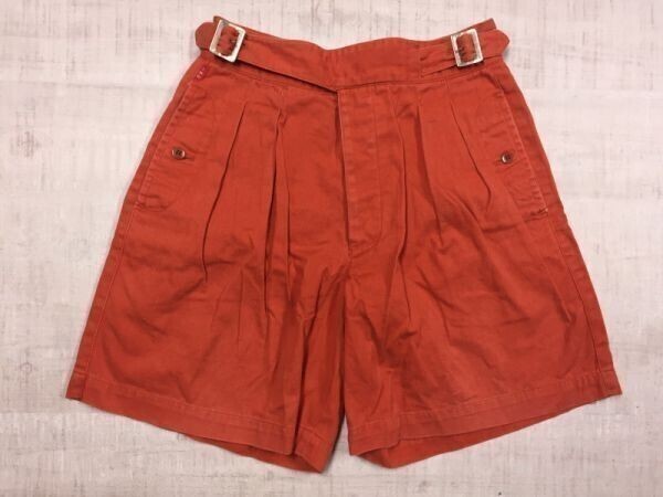 INO レトロ オールド ハイウエスト ベルト装飾 グルカ ショーツ ハーフ ショートパンツ レディース ボタンフライ 日本製 74 オレンジ拍卖