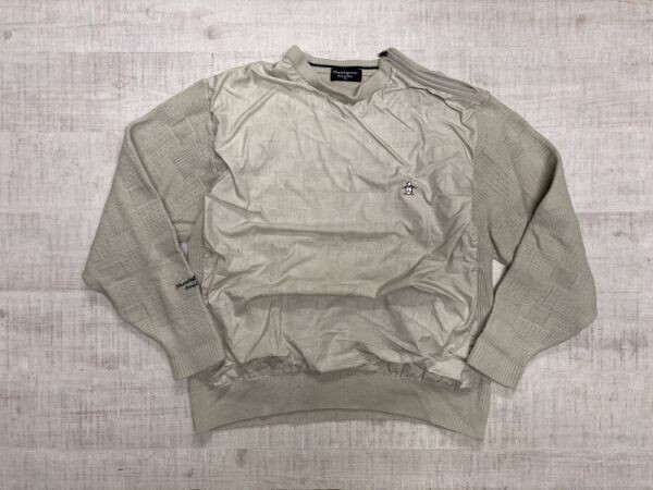 マンシングウェア Munsingwear 日本製 ポリエステル×ウール ゴルフ ウェア ニット 切替 スニード ジャケット レディース M グレー拍卖