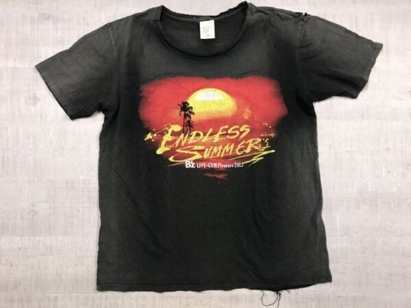 B'z ビーズ LIVE-GYM ライブジム Pleasure 2013 ENDLESS SUMMER ロックT バンドT グランジ クラッシュ ダメージ 半袖Tシャツ メンズ M 黒拍卖