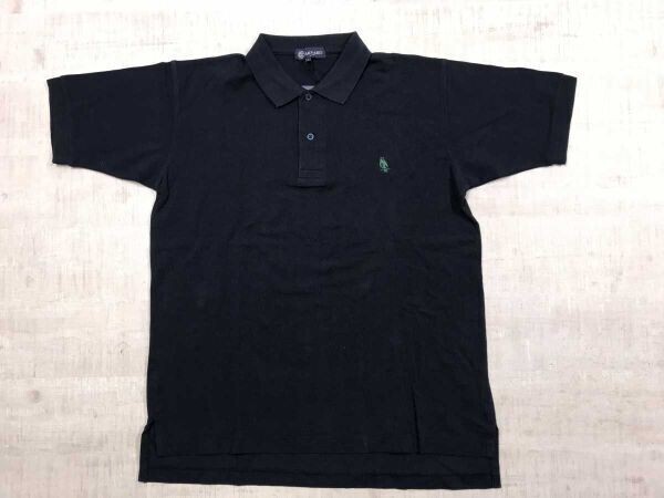 HARVARD Boston ハーバード大学 ボストン アメカジ カレッジ 古着 ロゴ刺繍 半袖ポロシャツ メンズ コットン100% スペアボタン1個有 L 紺拍卖