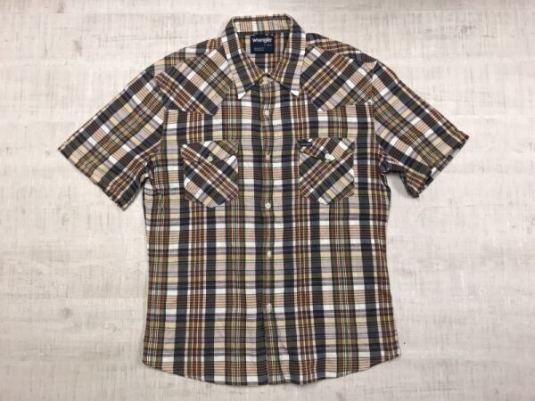 ラングラー Wrangler 半袖シャツ メンズ マドラスチェック柄 フラップポケット オールド アメカジ XL マルチカラー拍卖