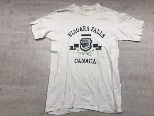 NIAGARA FALLS CANADA ナイアガラの滝 カナダ お土産 スーベニア アメカジ ストリート 半袖Tシャツ カットソー メンズ L 白拍卖