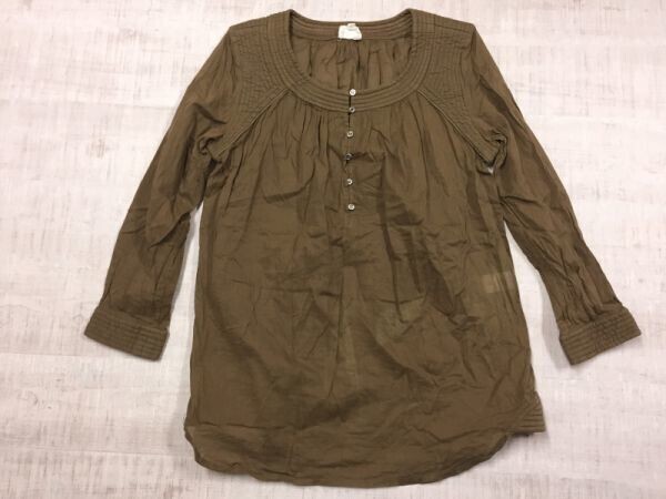 KAMI ORGANIC COLLECTION オーガニック エスニック 長袖シャツ ブラウス レディース マダガスカル製 38 キャメル拍卖