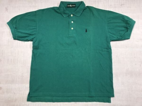 ラルフローレン Ralph Lauren アメカジ スポーツ オールド レトロ 古着 鹿の子 半袖ポロシャツ メンズ 緑拍卖