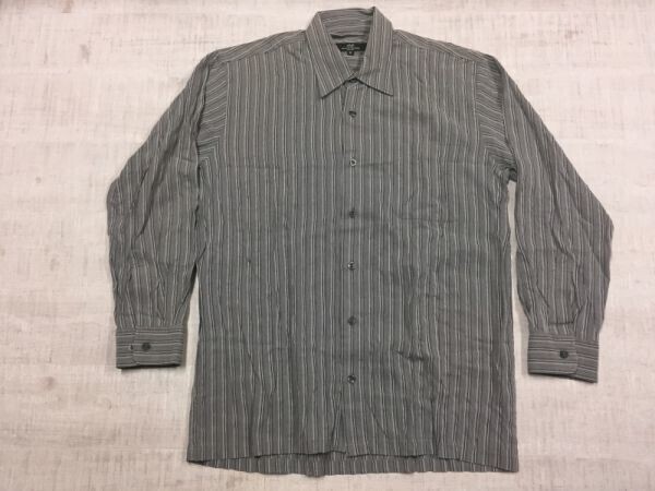 Adam&Eve アダム&イブ オールド レトロ モード 古着 マルチストライプ 長袖ドレスシャツ メンズ M グレー拍卖