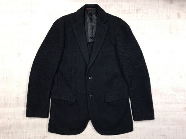 オリヒカ ガレージ ORIHICA GARAGE 鹿の子織り ニット 背抜き テーラードジャケット メンズ シンプル ベーシック スタンダード XS 紺拍卖