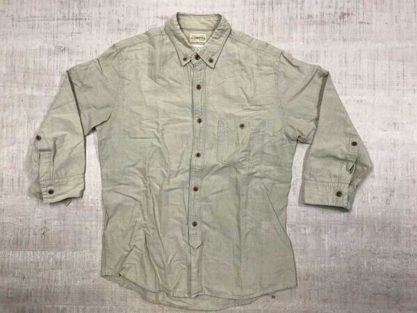 JOURNAL STANDARD HOMESTEAD ジャーナルスタンダード ホームステッド カラーシャンブレー 綿麻 七分袖 ワーク シャツ メンズ M ベージュ拍卖