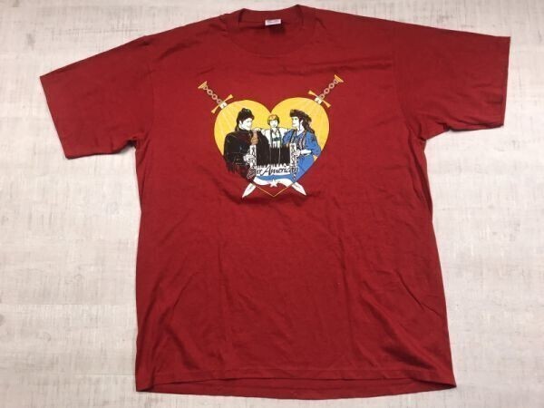 USA製 ジャージーズ JERZEES オールド 80s アメカジ ストリート 古着 中世イラスト 半袖Tシャツ カットソー メンズ 大きいサイズ XL 赤拍卖